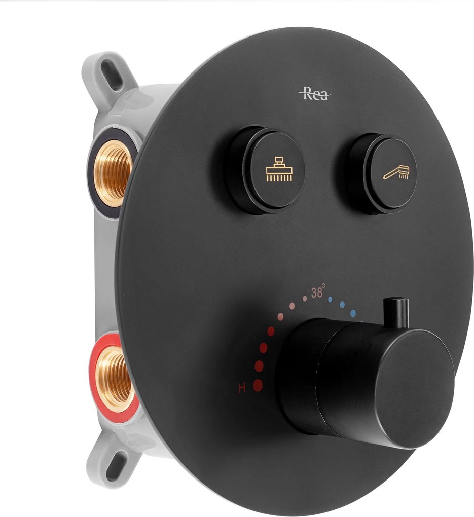 Rea Lungo, podomietková termostatická sprchová sada + BOX, čierna matná, REA-P8549