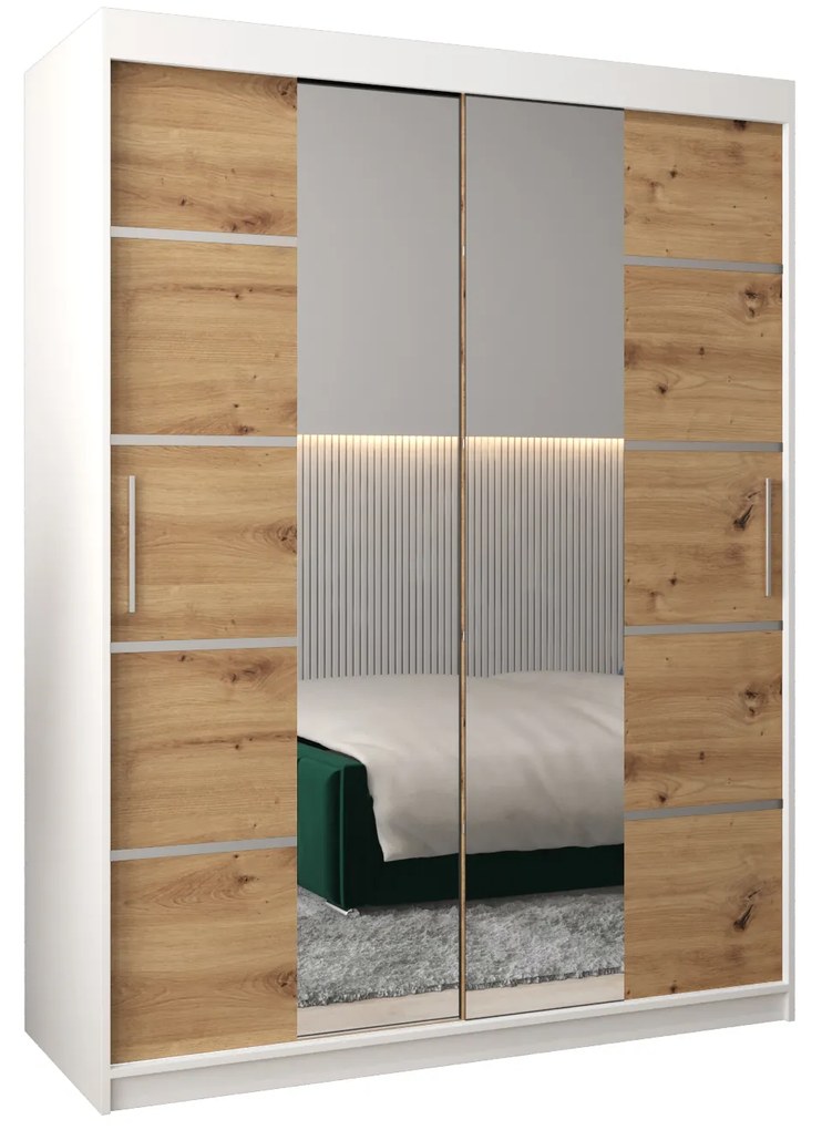 Šatníková skriňa 150 cm Verika 4 150 (biela + dub sonoma). Akcia -16%. Vlastná spoľahlivá doprava až k Vám domov. 1064276
