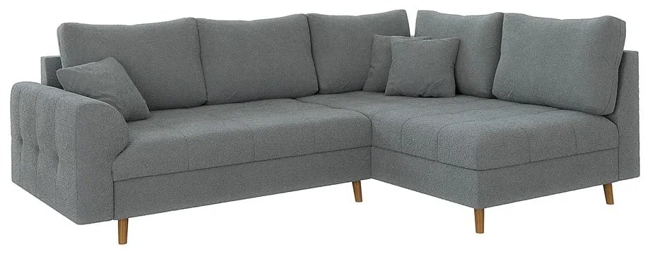 Sivá rohová pohovka z textílie buklé (pravý roh/do L) Ariella – Ropez