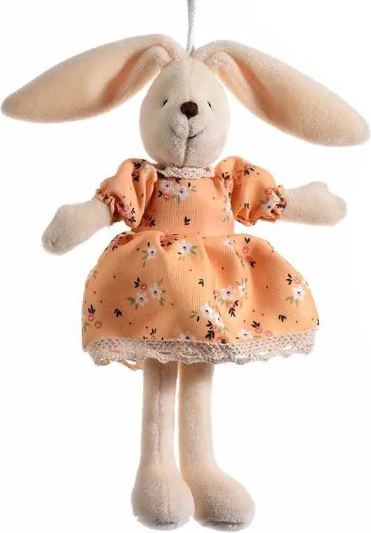 Závesný zajac vo oranžových šatách 22 cm