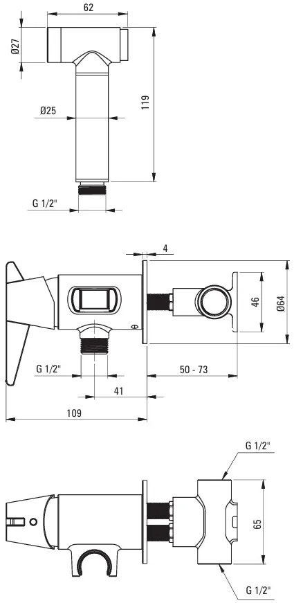 Deante Temisto, podomietková bidetová batéria, čierna matná, DEA-BQT_N34M
