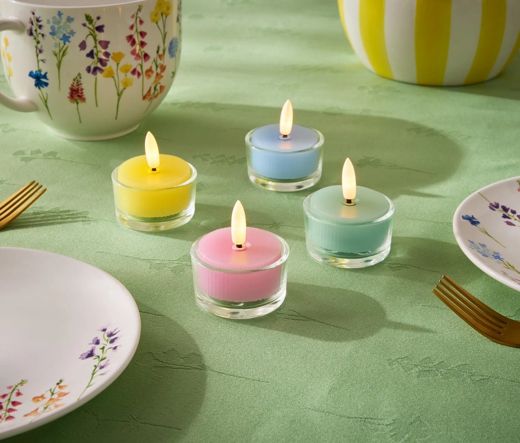 LED čajové sviečky z pravého vosku s drážkou, 4 ks