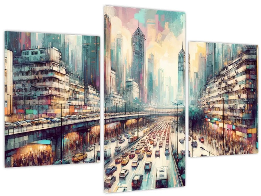 Obraz - Život veľkomesta (90x60 cm)