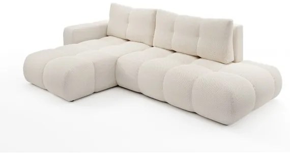 Rozkladacia rohová čalúnená sedacia súprava ALMADA do L, ľavé prevedenie, svetlobéžová