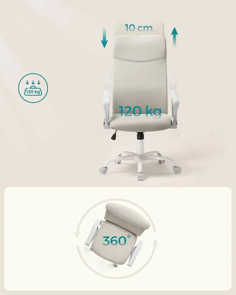 Kancelárska stolička, ergonomická otočná stolička, capuccino béžová farba