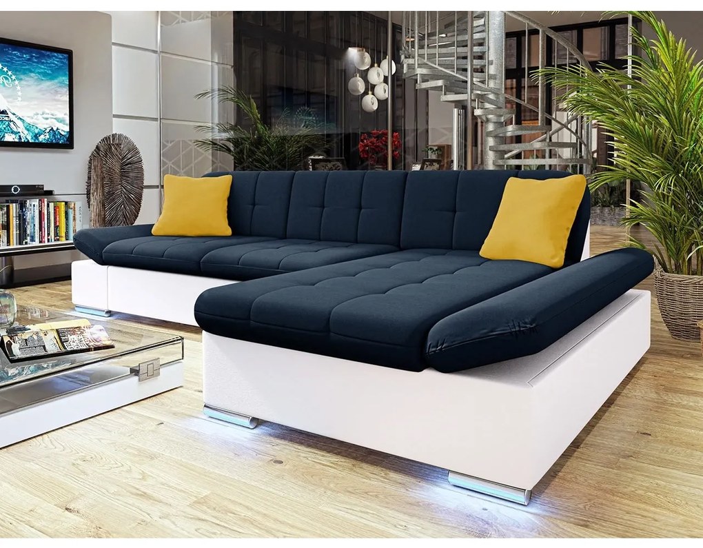 Rohová sedačka Laviva LED, Dostupné poťahy: ekokoža Soft 011 + Bristol 2460, Strana: ľavá