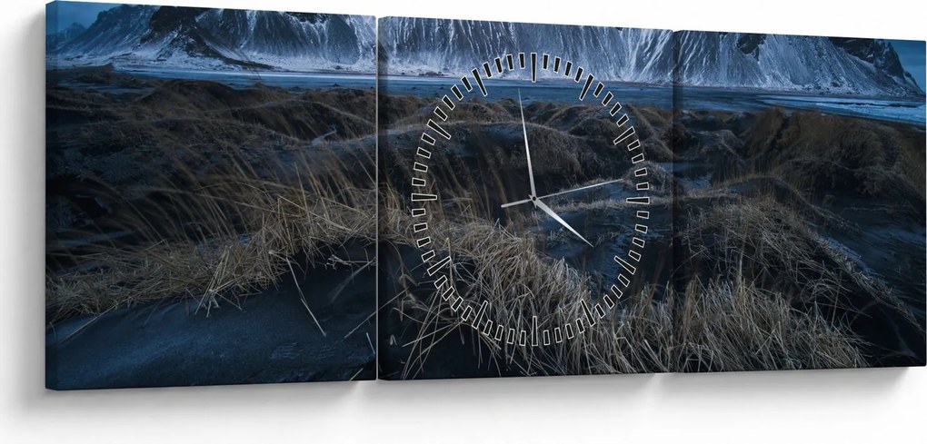 Obraz výhľadu na Islandskej vrcholky (s hodinami) (90x30 cm)
