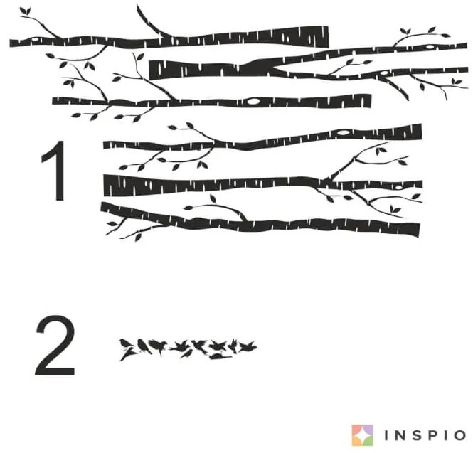 Nálepka na stenu - Stromoradie s vtáčikmi