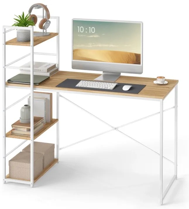 Počítačový stôl MAX - sonoma / biele nohy