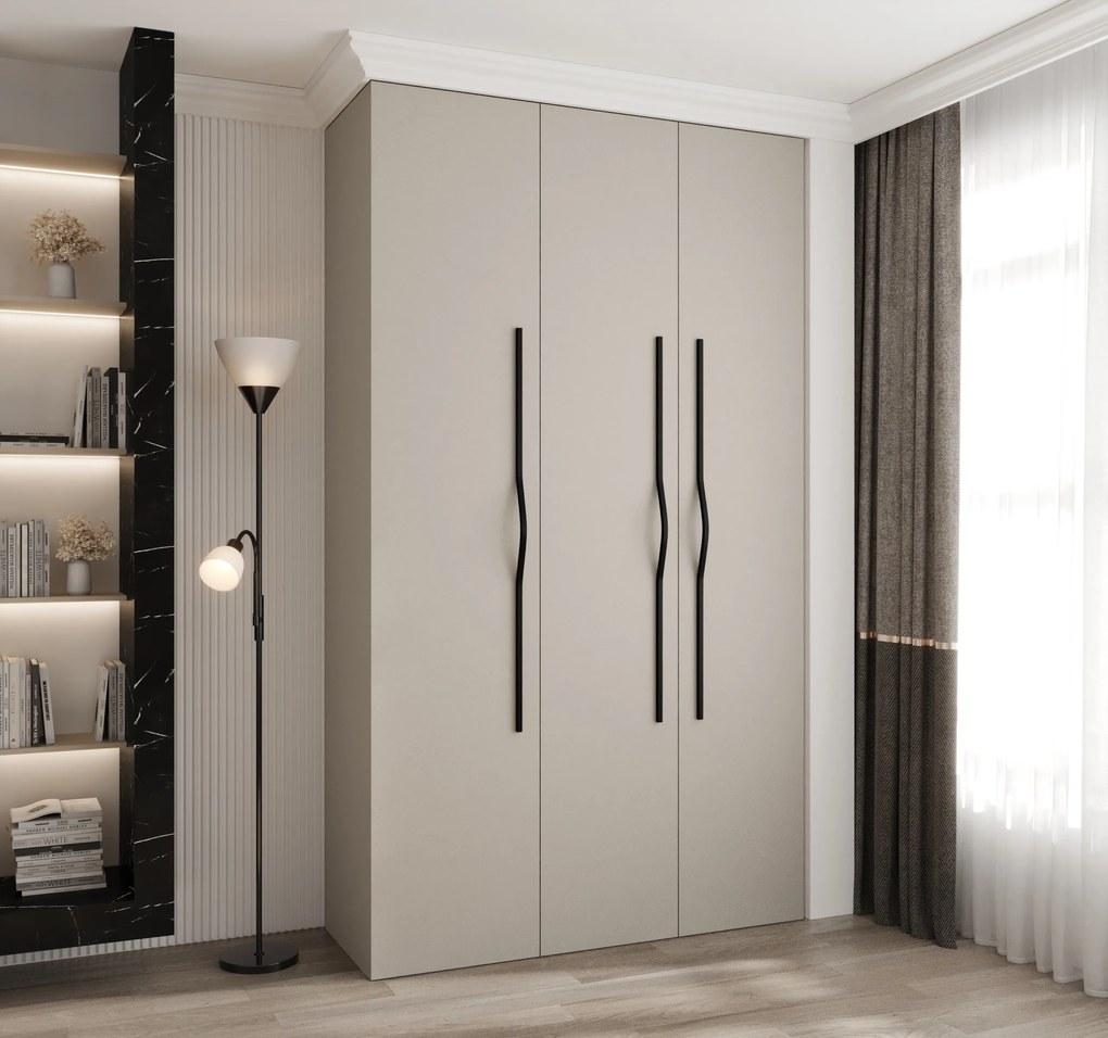 Šatníková skriňa 140 cm Carmela 40-2 (kašmír + čierna). Akcia -20%. Vlastná spoľahlivá doprava až k Vám domov. 1126563