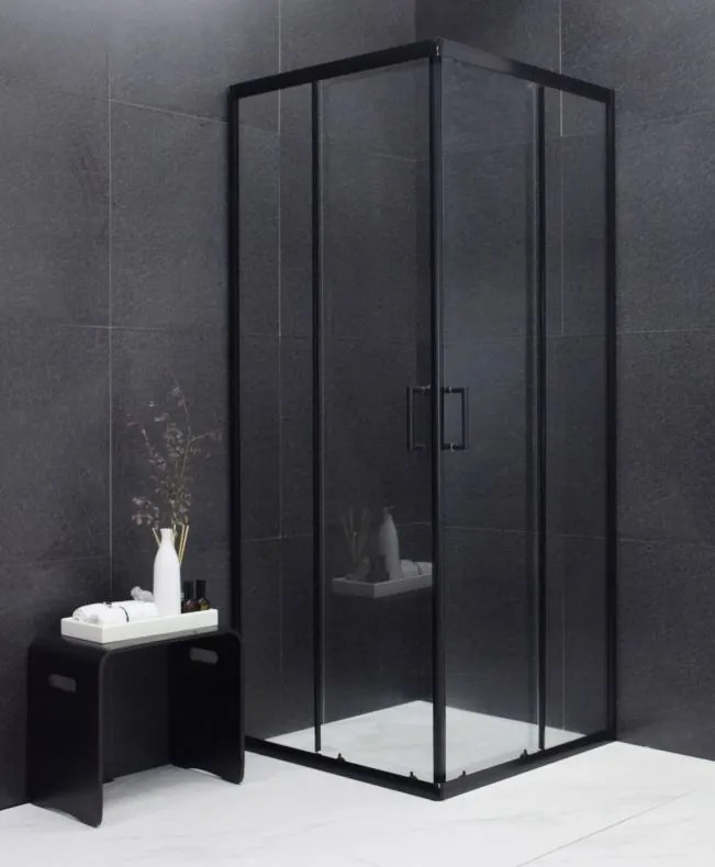 Sprchovací kút maxmax MEXEN RIO transparent - 90x90 cm - BLACK, 860-090-090-70-00