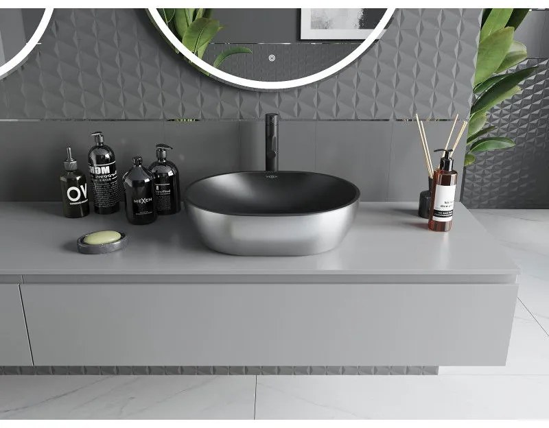 Mexen Viki, umývadlo na dosku 48x35x14 cm, čierna matná-strieborná, 21054874