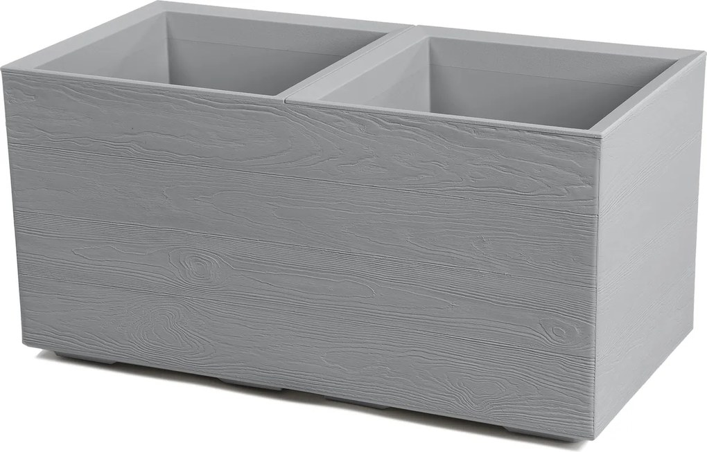 PLASTOVÝ KVETINÁČ NA KOLIESKACH BETONIQUE ECO 39X39X78 CM DREVENÝ DEKOR SIVÁ