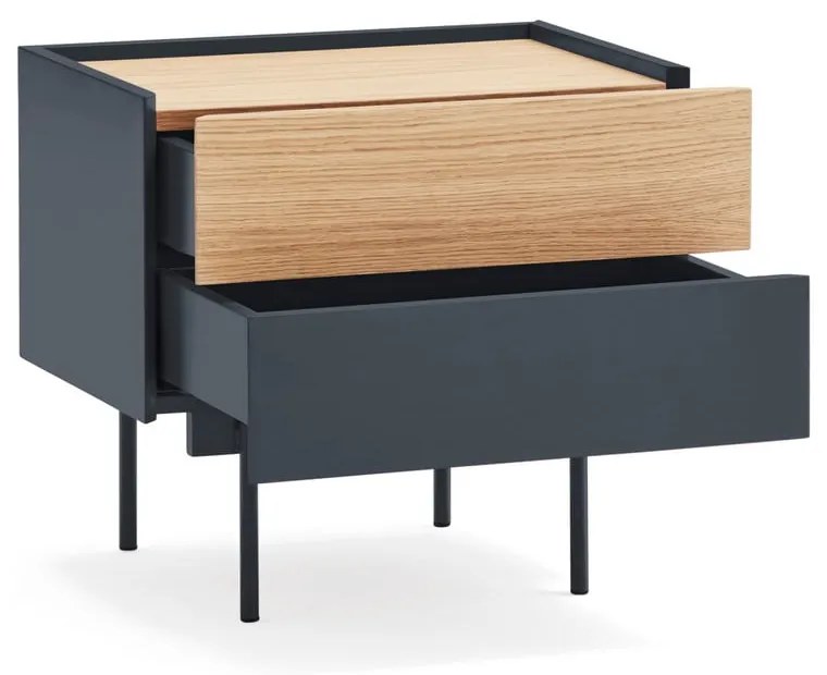 Nočný stolík v dekore duba v antracitovo-prírodnej farbe Otto – Teulat