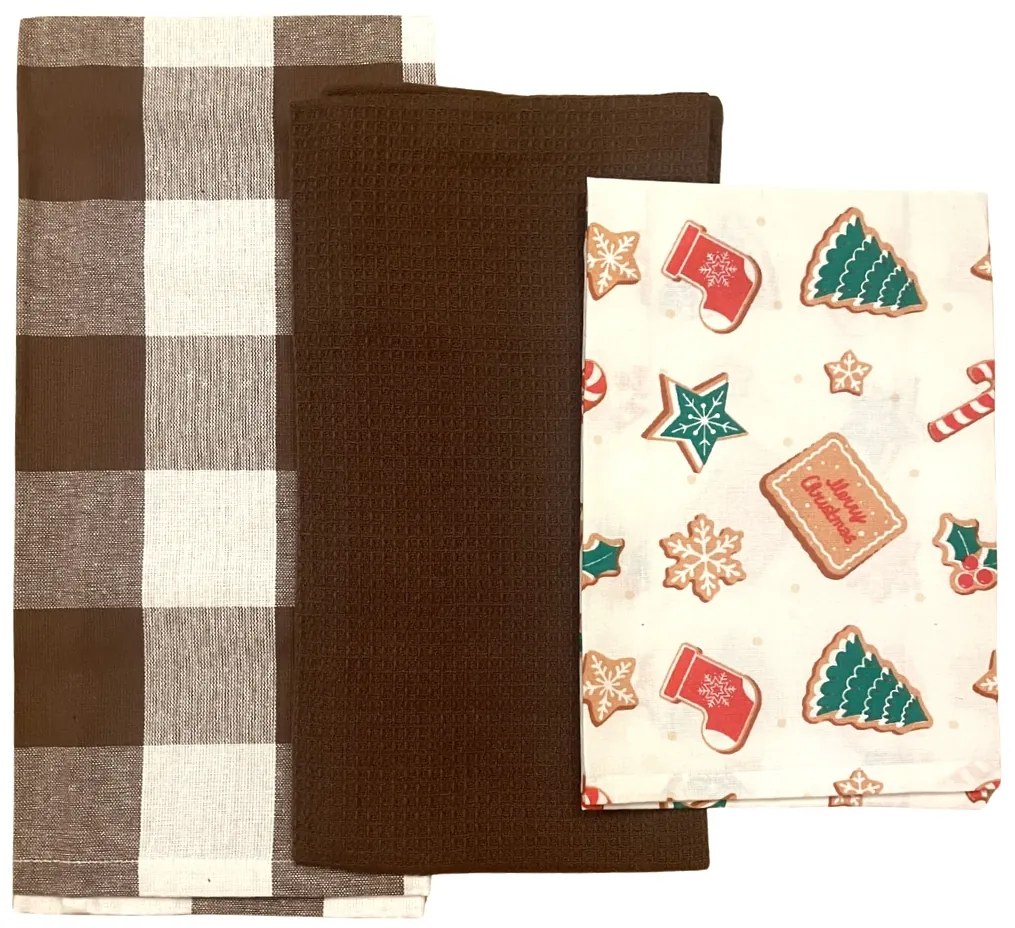 Bavlnené utierky na riad Vianočné Perníčky 45x70cm 3ks TiaHome