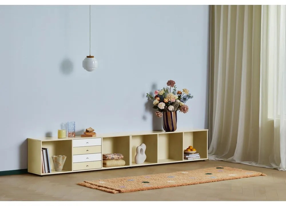 Svetložltá nízka komoda 267x61 cm Mistral – Hammel Furniture