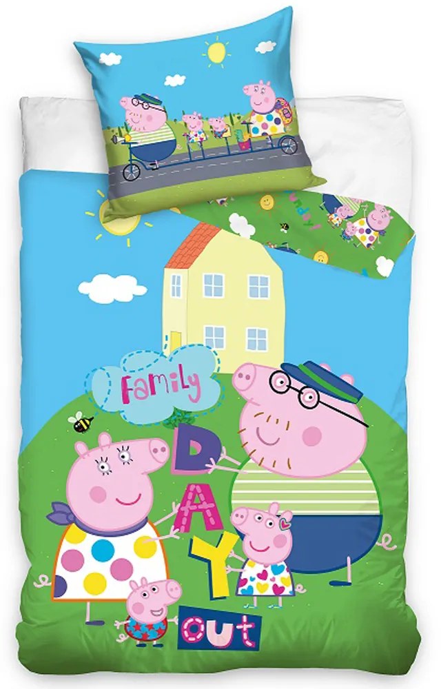 DETSKÉ BAVLNENÉ OBLIEČKY PEPPA PIG 100X135 CM, 1KS 40X60 CM VZOROVANÉ