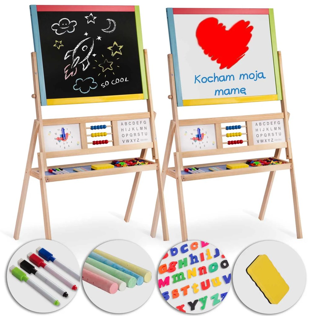 Ricokids veľká magnetická tabuľa s hodinami - viacfarebná