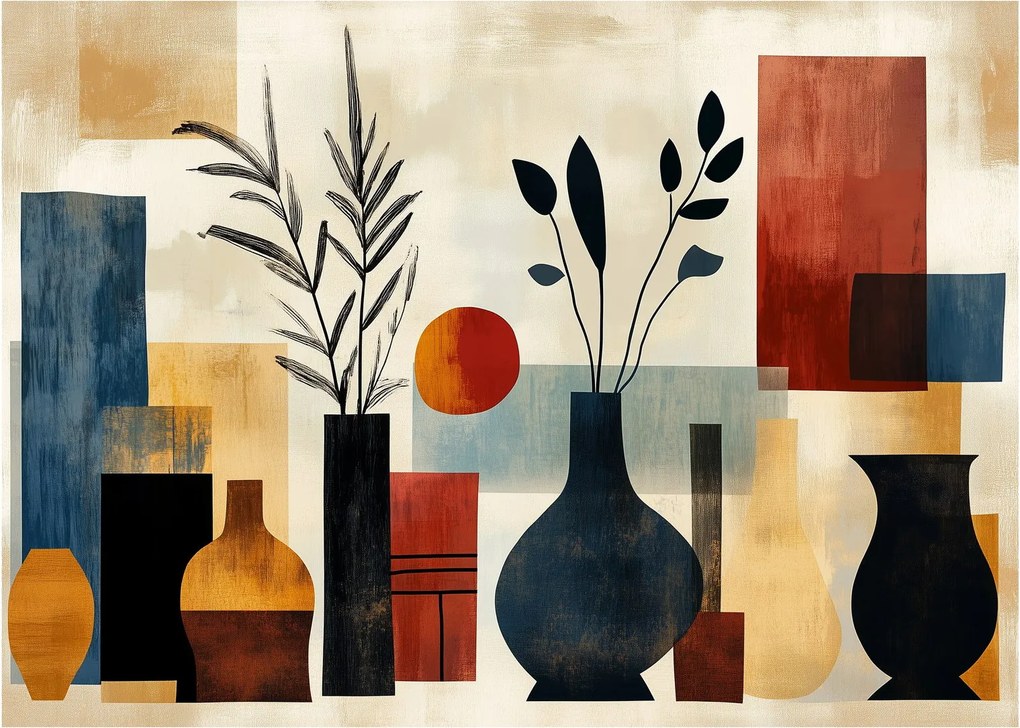 Sklenený obraz - Kubistické vázy (70x50 cm)