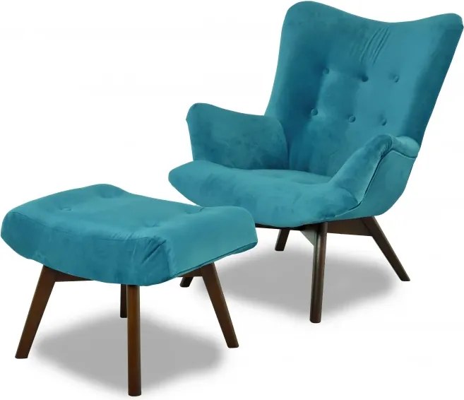 Kreslo Picolo s podnožkou, červená / prirodny (AN 2910)