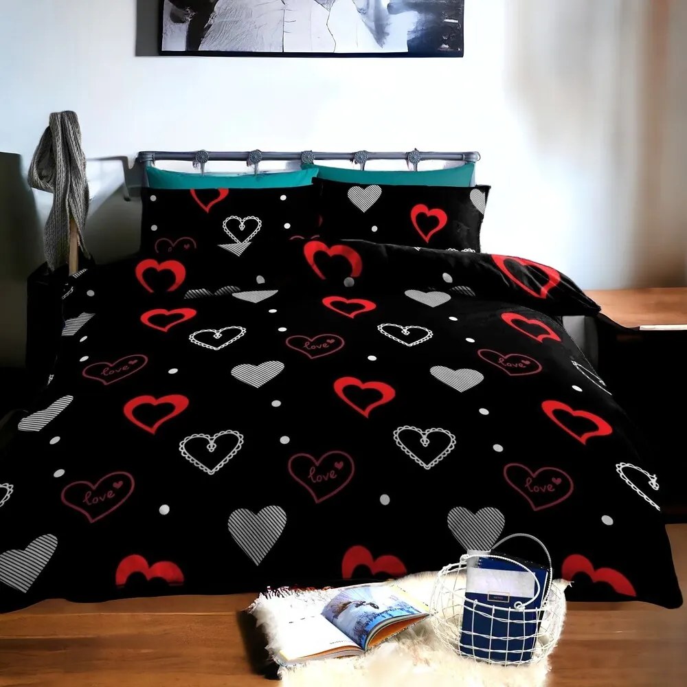Bavlnené obliečky Homa ROMEA BLACK 7-dielna sada 140x200 cm