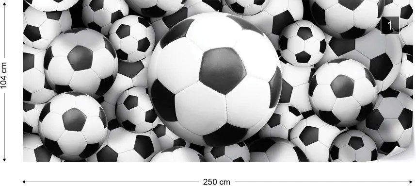 Fototapeta GLIX - 3D Footballs + lepidlo ZADARMO Vliesová tapeta  - 250x104 cm