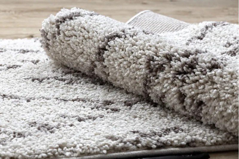 Dywany Łuszczów, Koberec behúň Berber Fez cream, 60x200, biela, obývacia izba