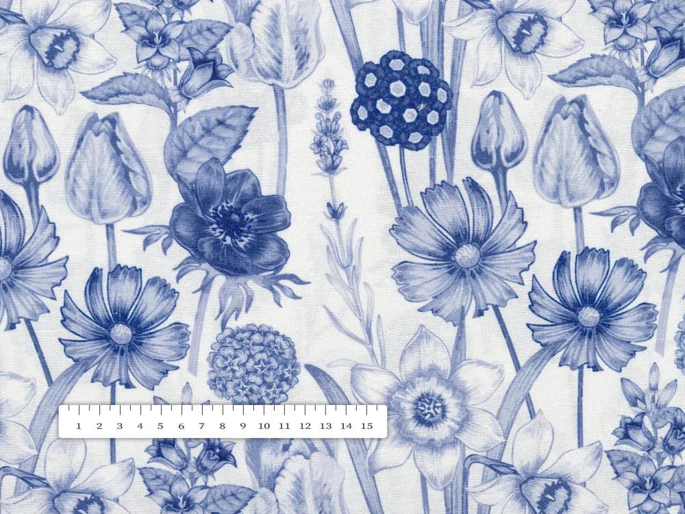Biante Dekoračná obliečka na vankúš PML-090 Modré jarné kvety na bielom 40 x 60 cm