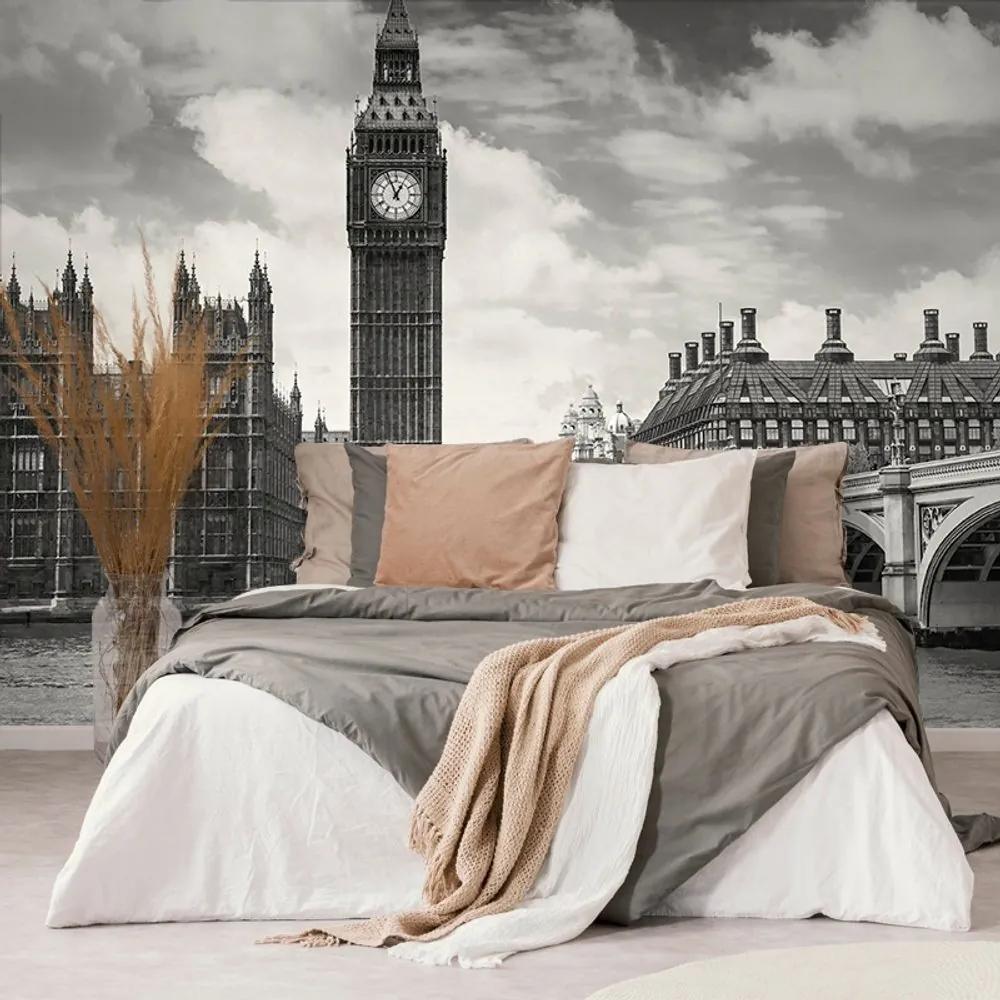 Samolepiaca fototapeta Big Ben v Londýne v čiernobielom - 375x250