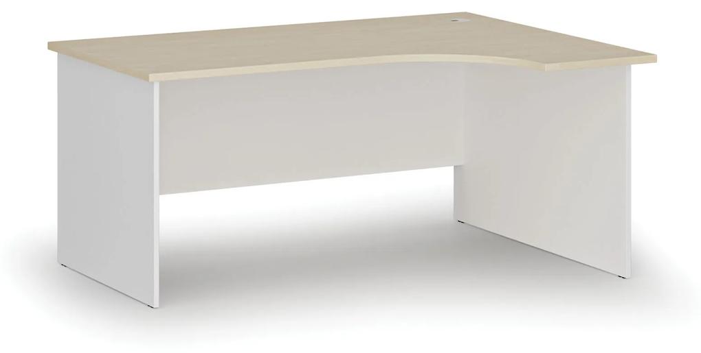 Kancelársky rohový pracovný stôl PRIMO WHITE, 1600 x 1200 mm, pravý, biela/buk
