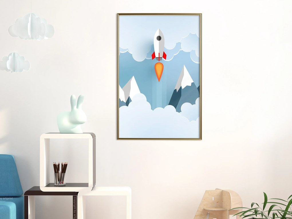 Artgeist Plagát - Rocket in the Clouds [Poster] Veľkosť: 20x30, Verzia: Zlatý rám