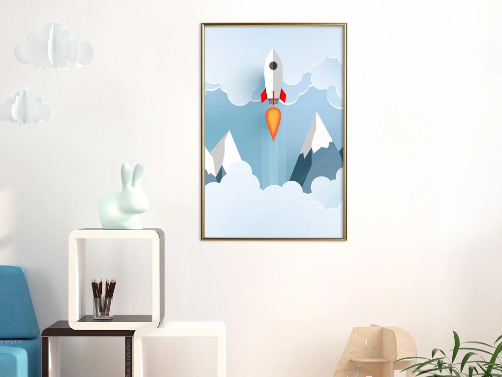 Artgeist Plagát - Rocket in the Clouds [Poster] Veľkosť: 40x60, Verzia: Zlatý rám
