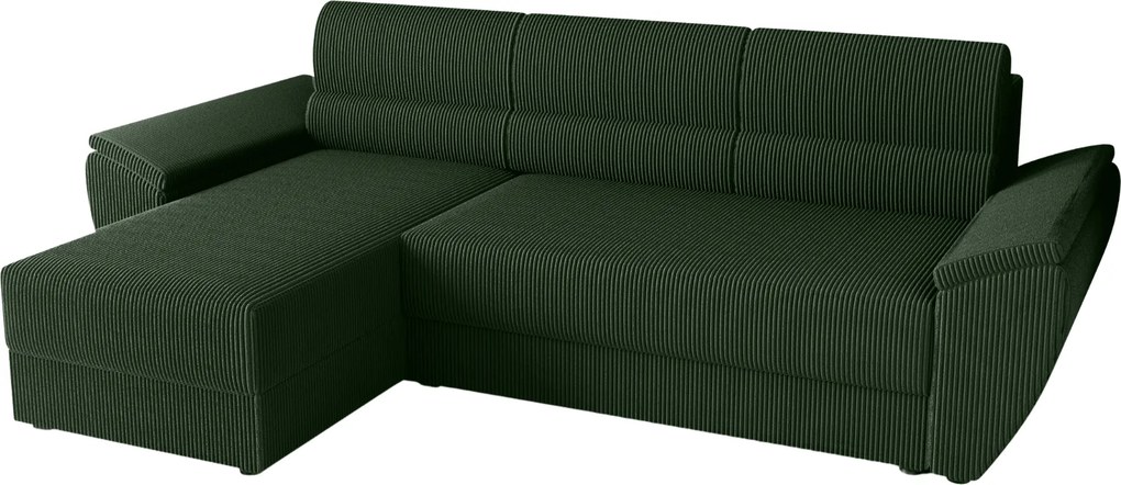 AKCE Rozkladacia obojstranná sedacia súprava do L TAVERO 251x140 cm, tmavozelená II. akosť