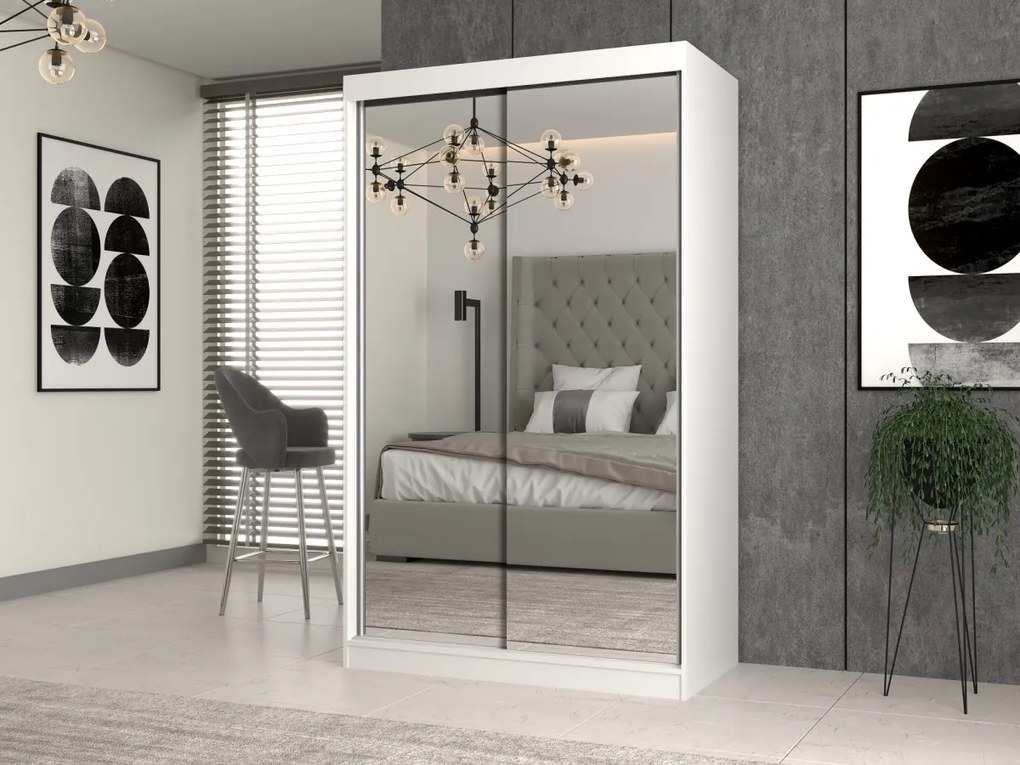 Šatníková skriňa s 2 zrkadlami IGA 120 cm biela