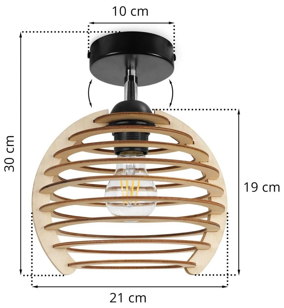 Bodové svietidlo Timber, 1x drevené tienidlo, n