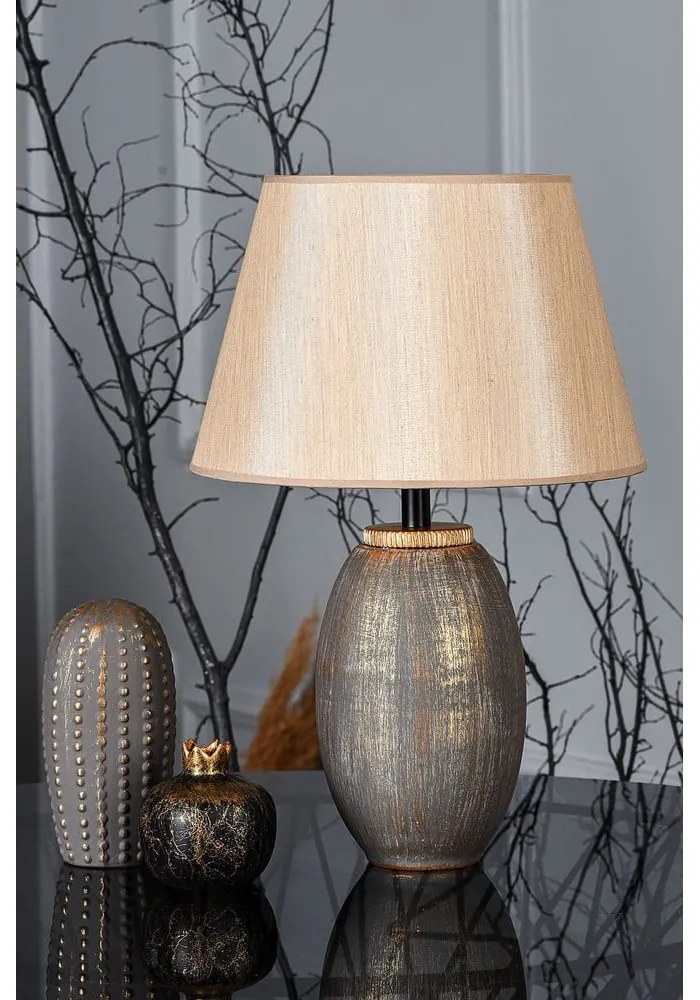 Sivá/béžová stolová lampa s textilným tienidlom (výška 46 cm) Yakamoz – Opviq lights