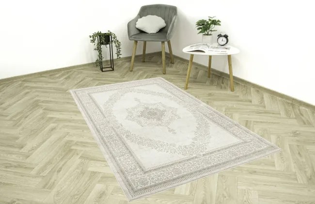 Koberec Allora Plus F344A Ornament, krémový / strieborný