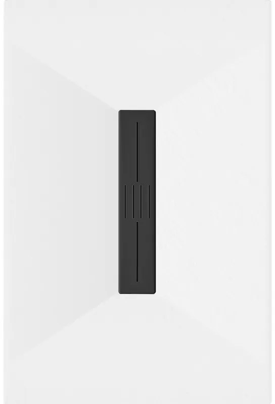 Mexen Toro, SMC obdĺžniková sprchová vanička 140 x 80 cm, biela, čierna krytka, 43108014-B