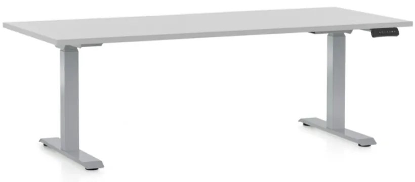 Výškovo nastaviteľný stôl OfficeTech D, 180 x 80 cm, sivá podnož, svetlo sivá