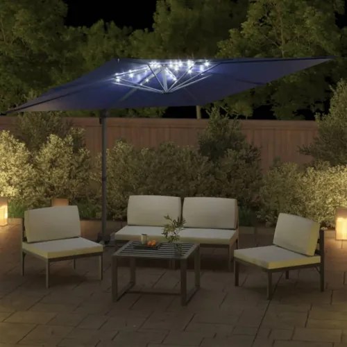 vidaXL LED konzolový slnečník azúrovomodrý 400x300 cm-