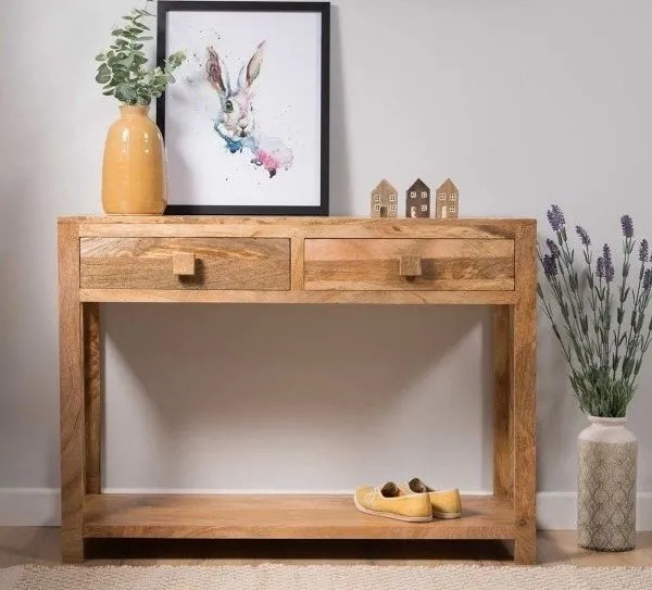furniture-nabytek.cz - Konzolový stolík so šuplíkmi 110x76x35 z dreva mango
