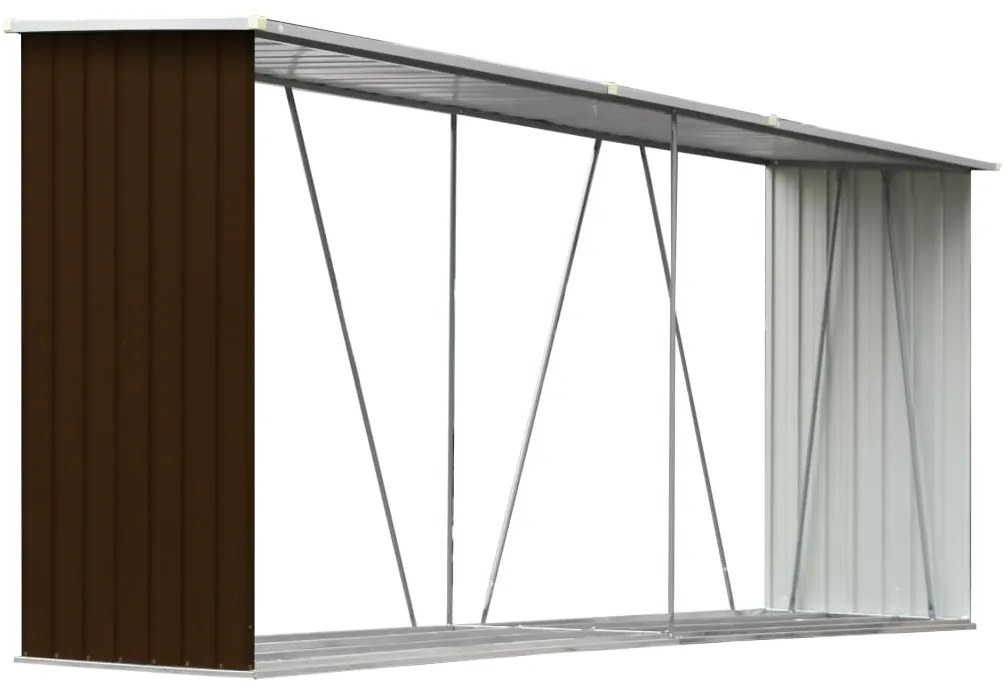 Záhradná kôlňa na drevo galvanizovaná oceľ 330x84x152 cm hnedá