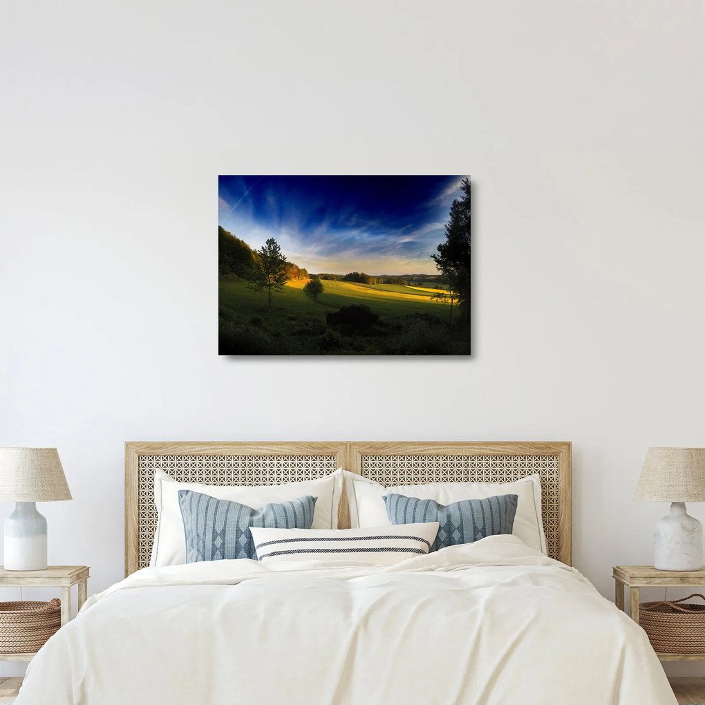 Sklenený obraz - Horská lúka (70x50 cm)