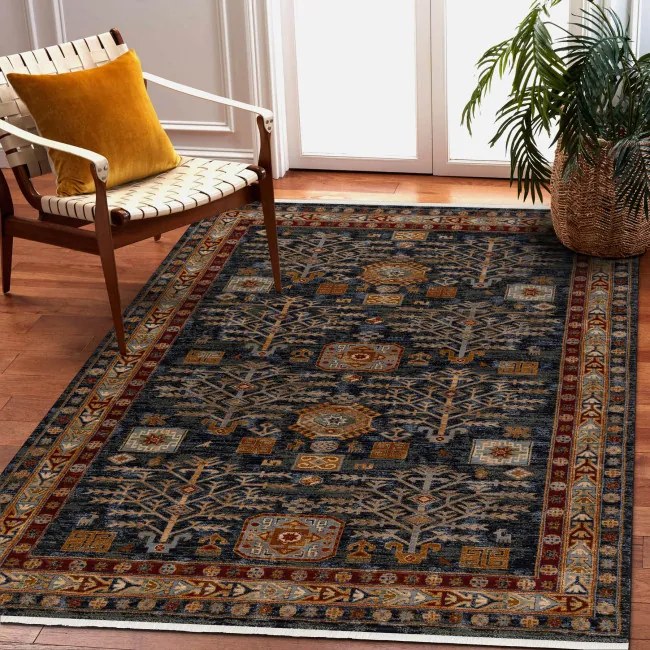 Koberec KESHAN strapce / rám 6174/53511 granátový / bordový