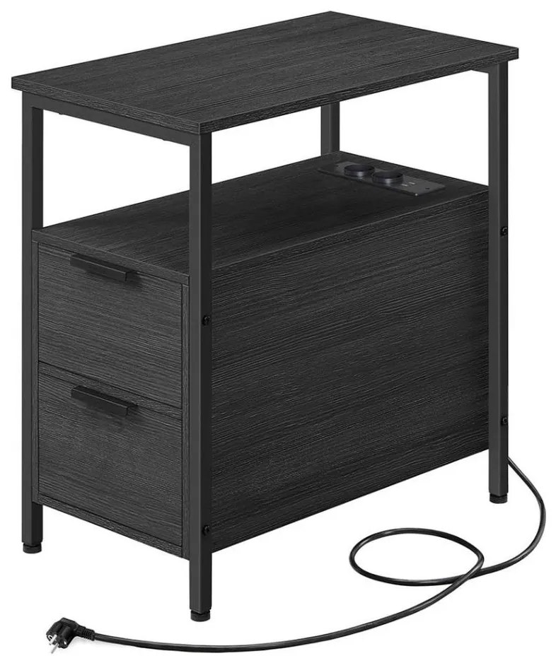 Odkladací stolík s integrovanými zásuvkami a USB portami ROD čierna