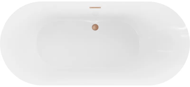 Mexen Roxy, voľne stojaca vaňa 180 x 85 cm, biela, medený matný prepad, 51201808500-65