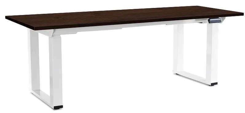 Výškovo nastaviteľný stôl OfficeTech Strong 200 x 80 cm, biela podnož, wenge