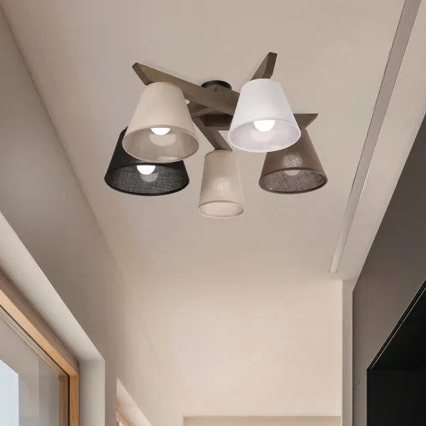 Brilagi - LED  Prisadený luster ANTHONY 5xE14/40W/230V dub orech