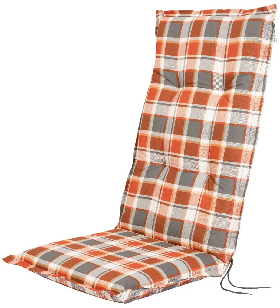LIVARNO home Podložka na vysoké kreslo, 120 x 50 x 8 cm (károvaná/oranžová)  (100342500)