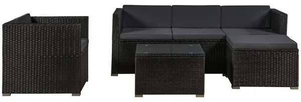 InternetovaZahrada Záhradný ratanový set Punta Cana L - čierny/antracit podušky